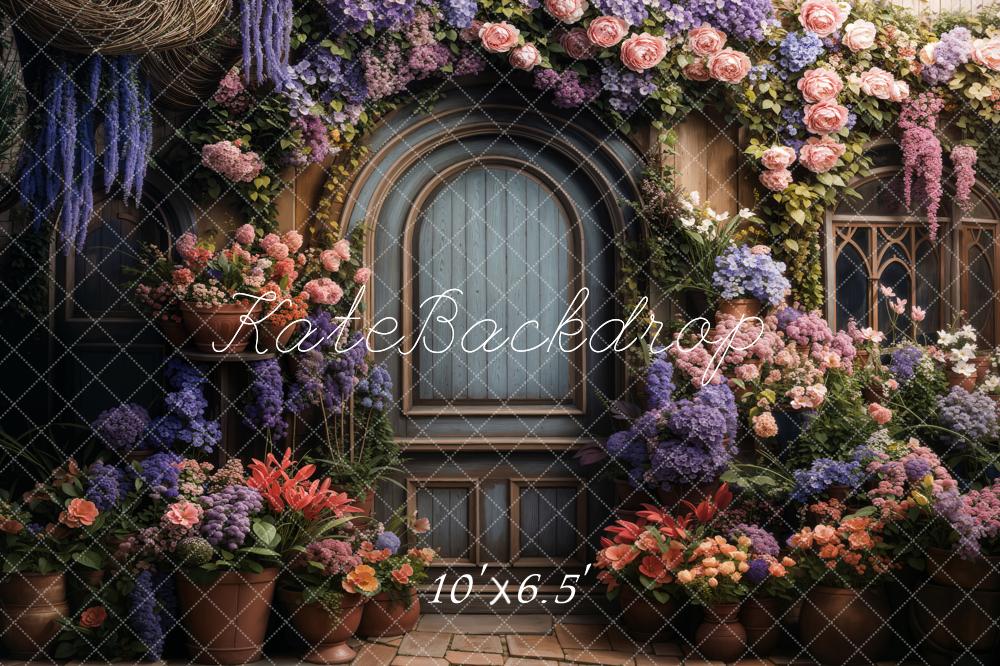 Kate Spring Flowers Wooden Door Backdrop Designed by Chain Photography - Kate Backdrop AU