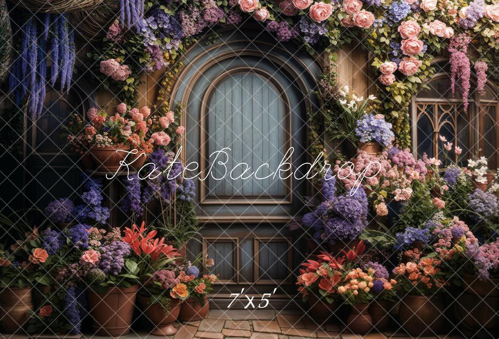 Kate Spring Flowers Wooden Door Backdrop Designed by Chain Photography - Kate Backdrop AU