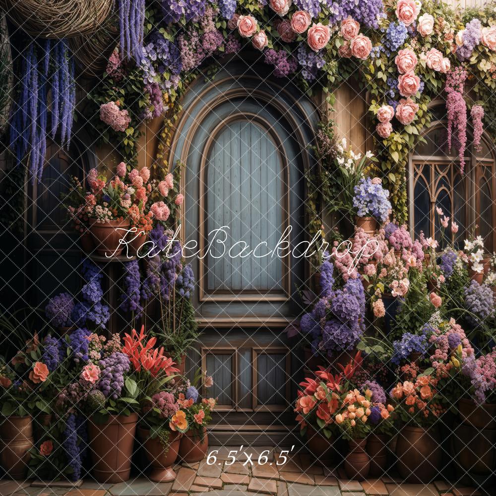 Kate Spring Flowers Wooden Door Backdrop Designed by Chain Photography - Kate Backdrop AU