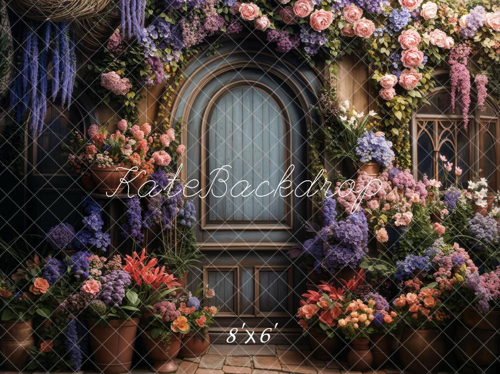 Kate Spring Flowers Wooden Door Backdrop Designed by Chain Photography - Kate Backdrop AU