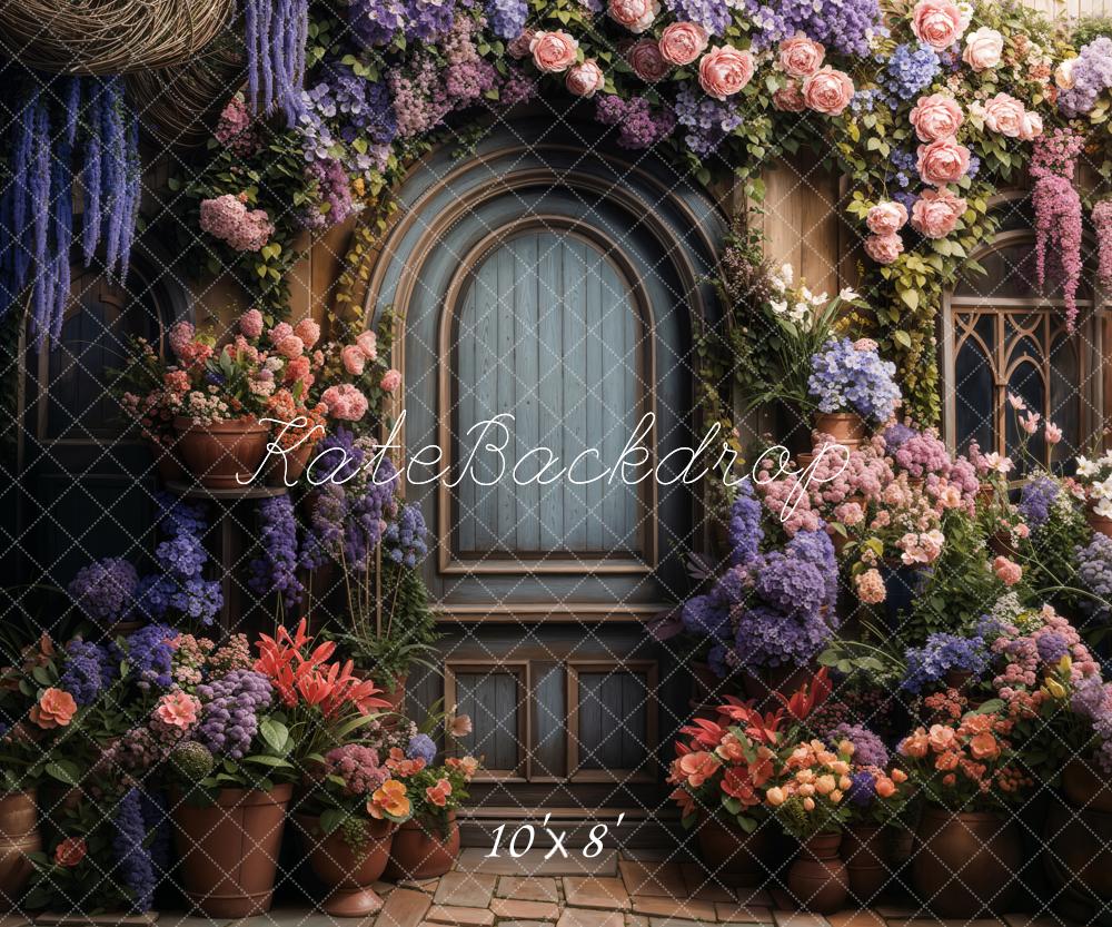Kate Spring Flowers Wooden Door Backdrop Designed by Chain Photography - Kate Backdrop AU