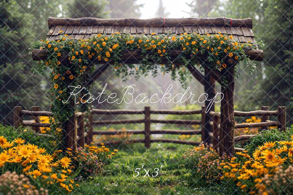 Kate Spring Flowers Wooden Fence Backdrop Designed by Chain Photography