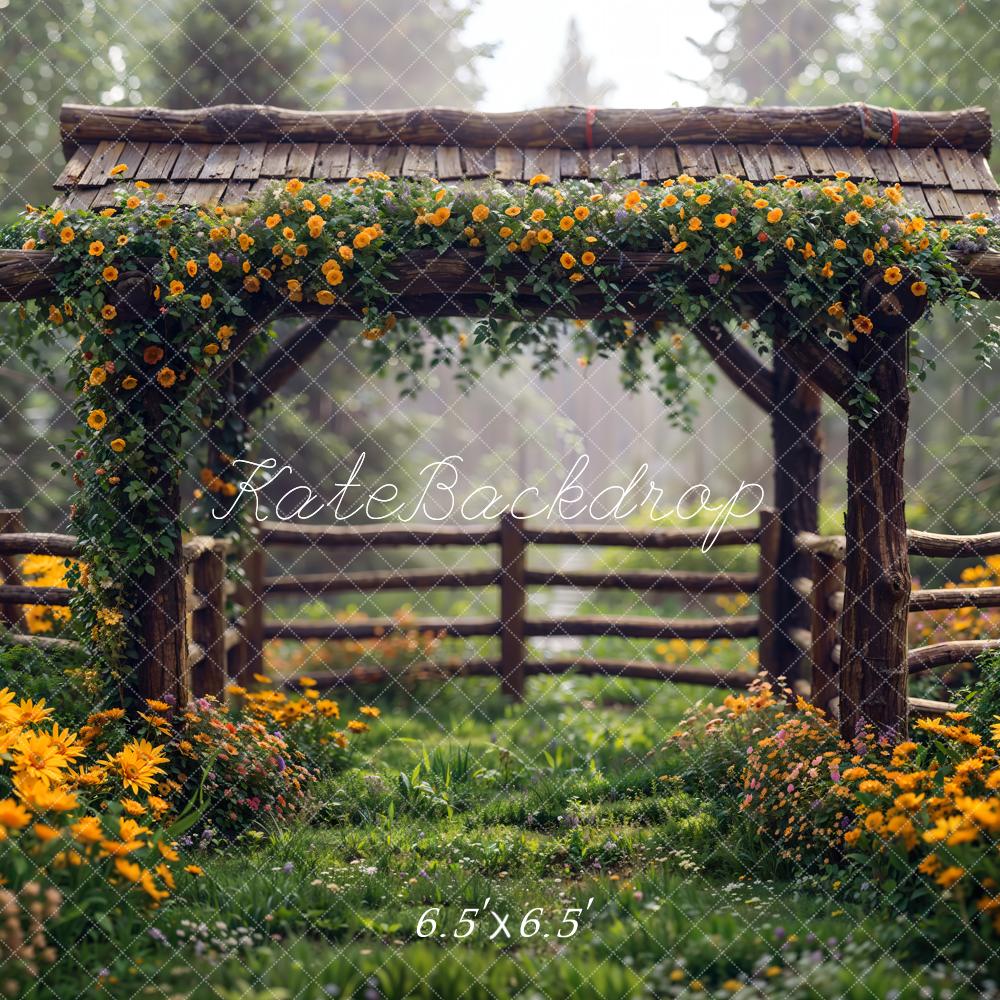 Kate Spring Flowers Wooden Fence Backdrop Designed by Chain Photography