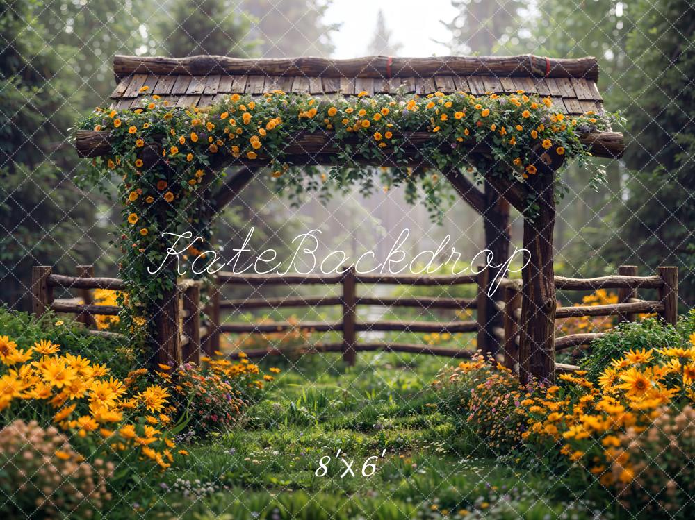 Kate Spring Flowers Wooden Fence Backdrop Designed by Chain Photography