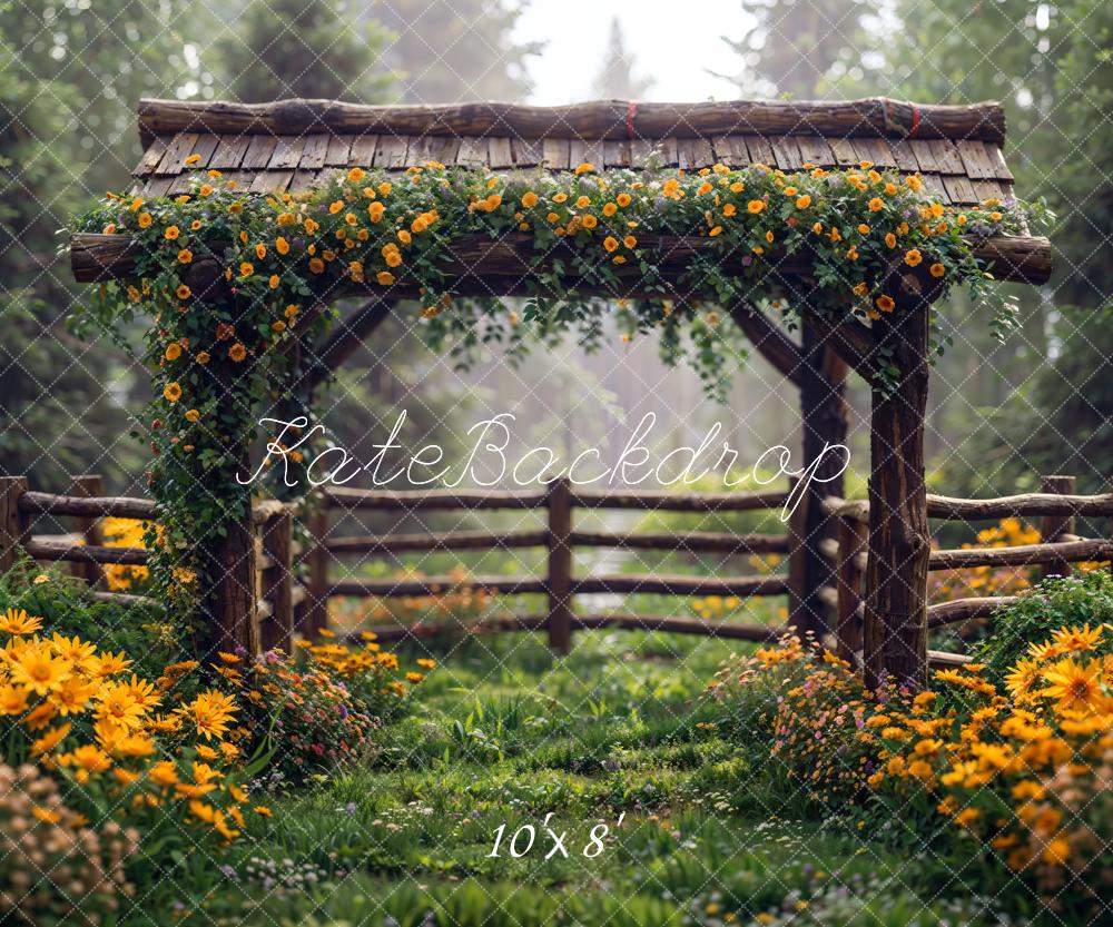 Kate Spring Flowers Wooden Fence Backdrop Designed by Chain Photography