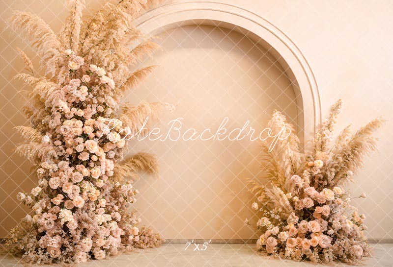 Kate Boho Modern Floral Arch Wall Backdrop Designed by Emetselch - Kate Backdrop AU
