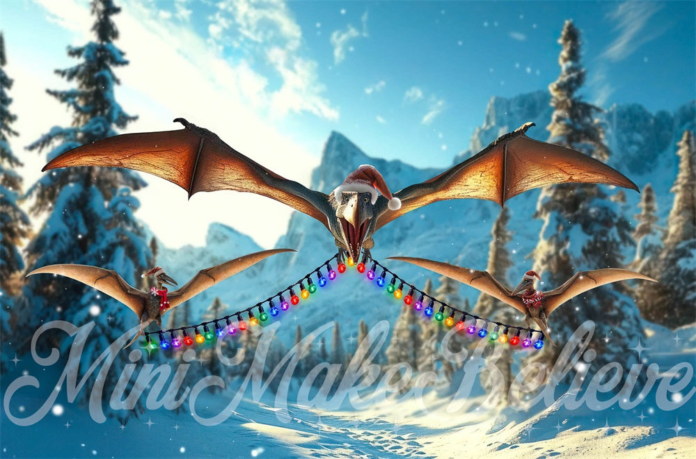Kate Dino Ptera Christmas Backdrop Designed by Mini MakeBelieve - Kate Backdrop AU