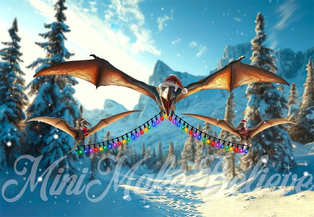 Kate Dino Ptera Christmas Backdrop Designed by Mini MakeBelieve - Kate Backdrop AU