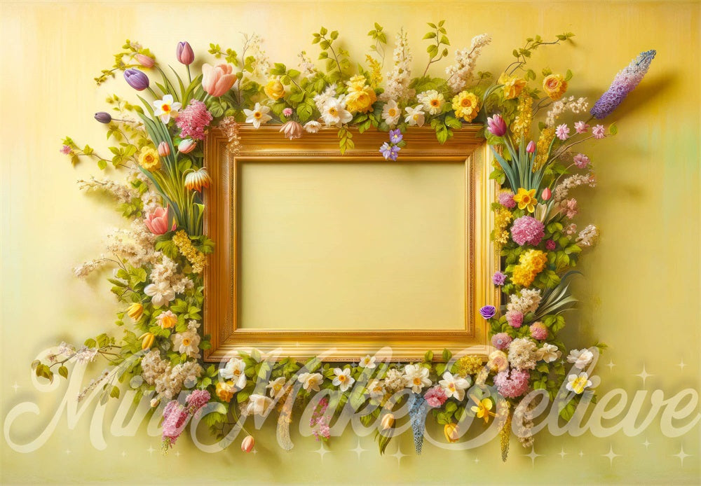 Kate Spring Floral Pastel Yellow Backdrop Designed by Mini MakeBelieve - Kate Backdrop AU