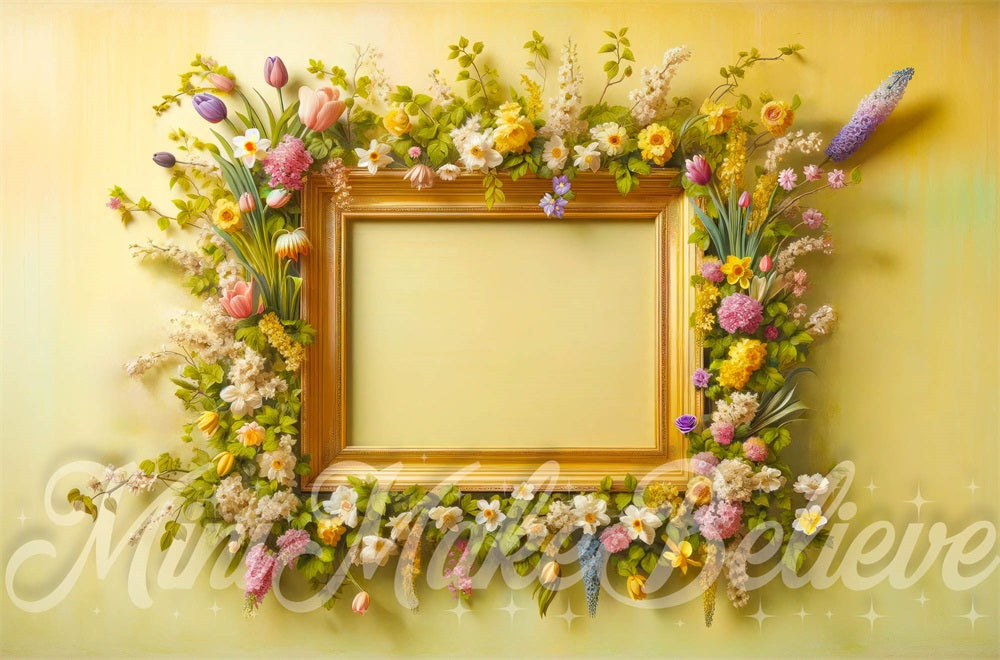Kate Spring Floral Pastel Yellow Backdrop Designed by Mini MakeBelieve - Kate Backdrop AU