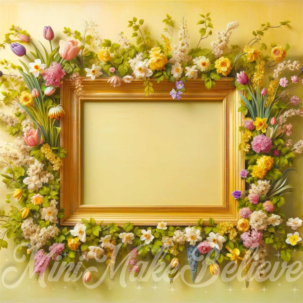 Kate Spring Floral Pastel Yellow Backdrop Designed by Mini MakeBelieve