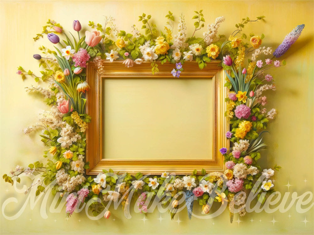 Kate Spring Floral Pastel Yellow Backdrop Designed by Mini MakeBelieve