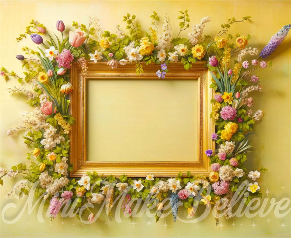 Kate Spring Floral Pastel Yellow Backdrop Designed by Mini MakeBelieve - Kate Backdrop AU