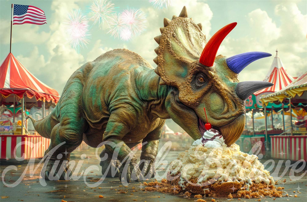 Kate Dino Tricera Independence Backdrop Designed by Mini MakeBelieve - Kate Backdrop AU