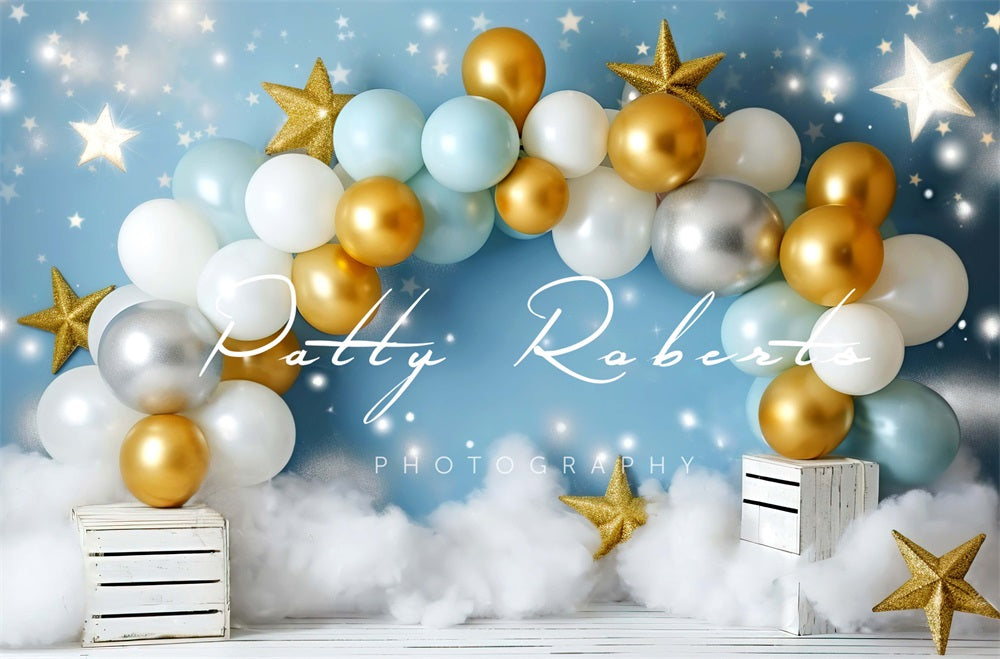 Kate Smash Cake Stars and Balloons Backdrop Designed by Patty Robertss - Kate Backdrop AU