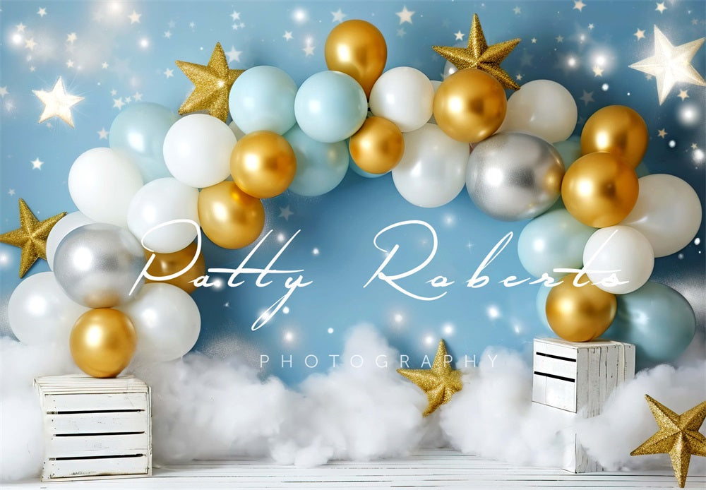 Kate Smash Cake Stars and Balloons Backdrop Designed by Patty Robertss - Kate Backdrop AU