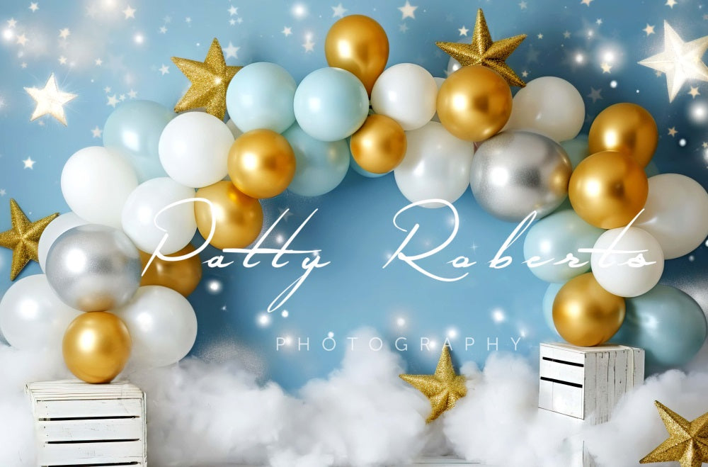 Kate Smash Cake Stars and Balloons Backdrop Designed by Patty Robertss - Kate Backdrop AU