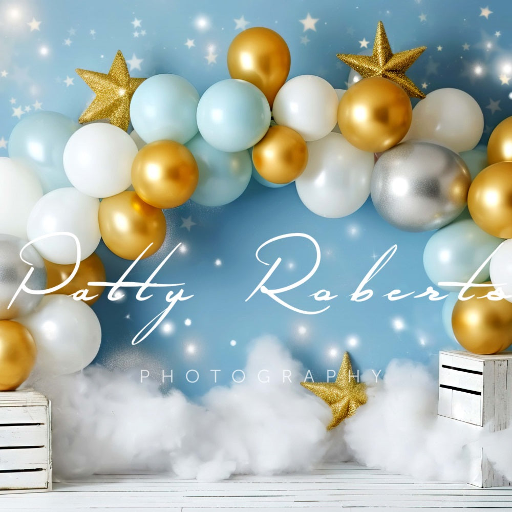 Kate Smash Cake Stars and Balloons Backdrop Designed by Patty Robertss - Kate Backdrop AU
