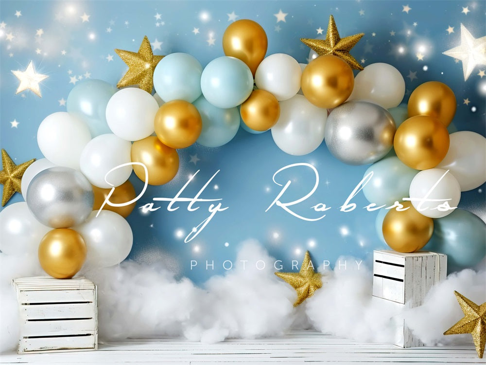 Kate Smash Cake Stars and Balloons Backdrop Designed by Patty Robertss - Kate Backdrop AU