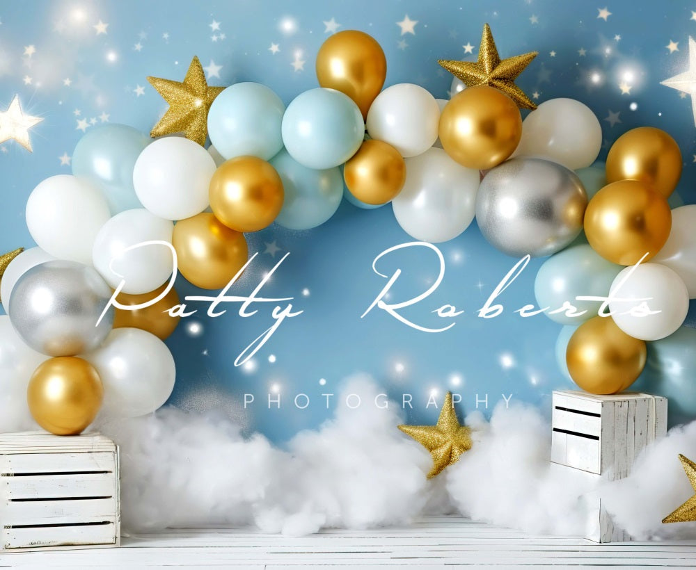 Kate Smash Cake Stars and Balloons Backdrop Designed by Patty Robertss - Kate Backdrop AU