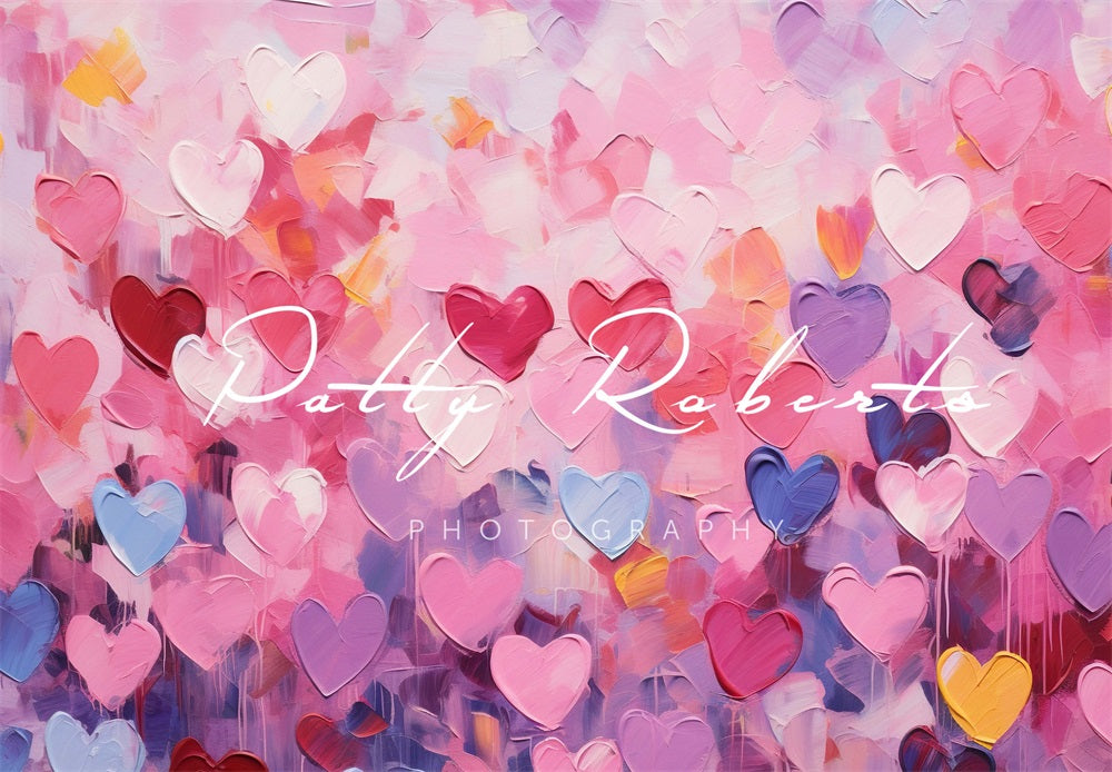 Kate Valentines Day Painted Hearts Backdrop Designed by Patty Robertss - Kate Backdrop AU