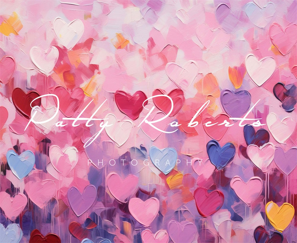 Kate Valentines Day Painted Hearts Backdrop Designed by Patty Robertss - Kate Backdrop AU