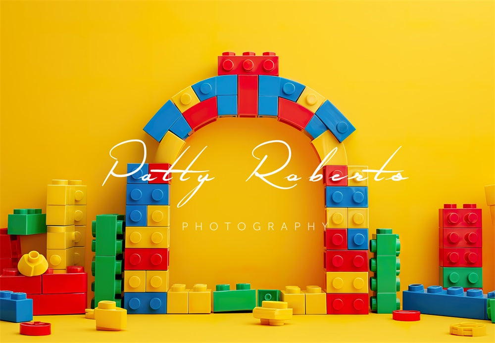 Kate Yellow Lego Bricks Backdrop Designed by Patty Roberts