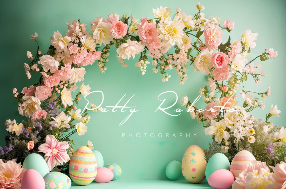 Kate Green Easter Backdrop with Flowers Designed by Patty Robertss - Kate Backdrop AU