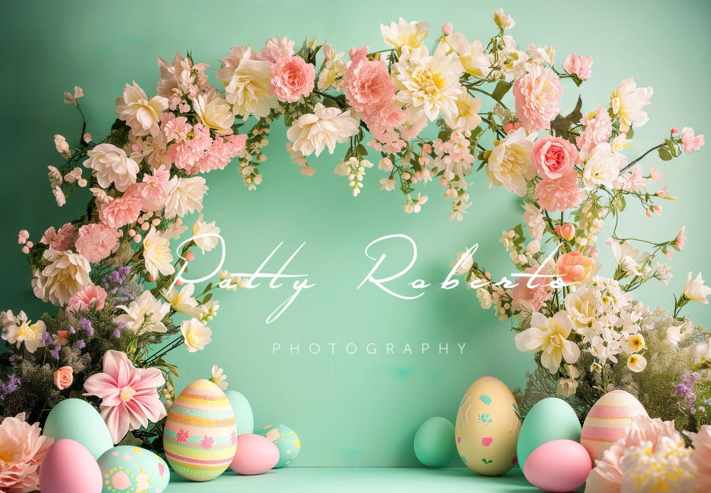 Kate Green Easter Backdrop with Flowers Designed by Patty Robertss - Kate Backdrop AU