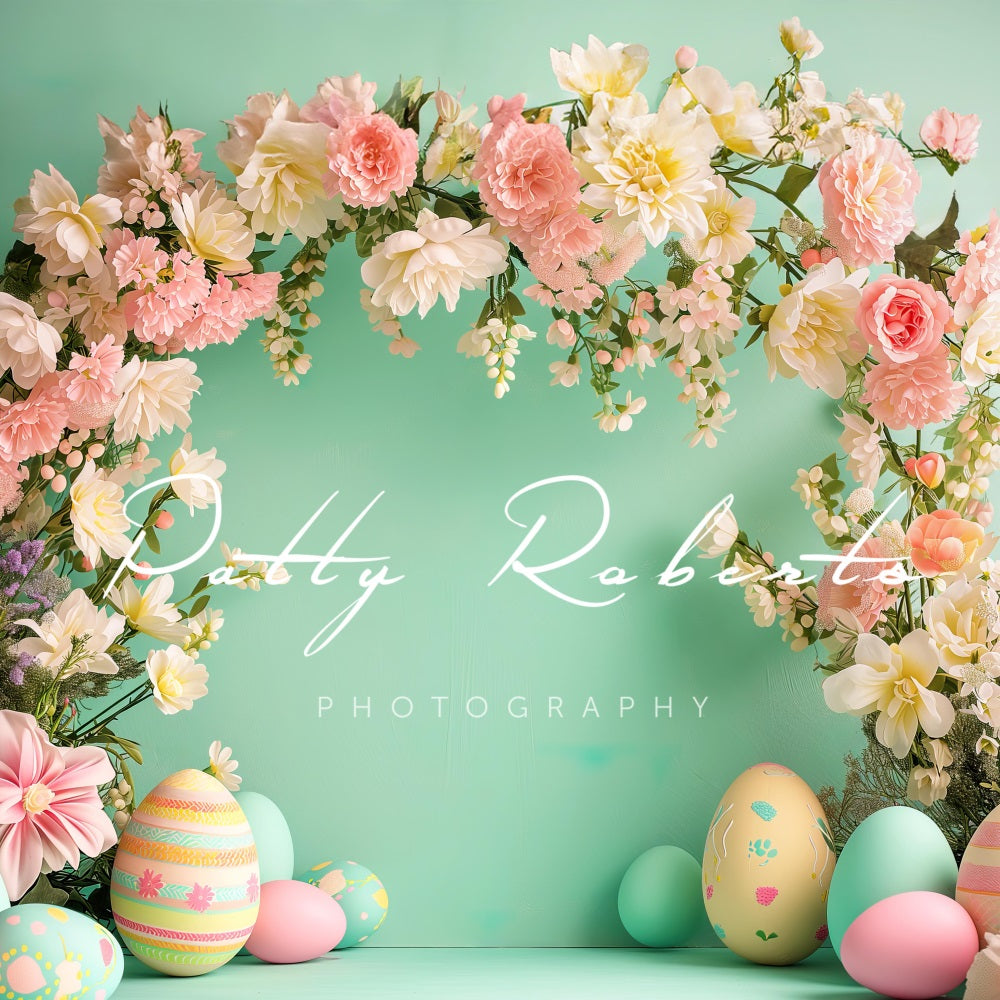 Kate Green Easter Backdrop with Flowers Designed by Patty Robertss - Kate Backdrop AU