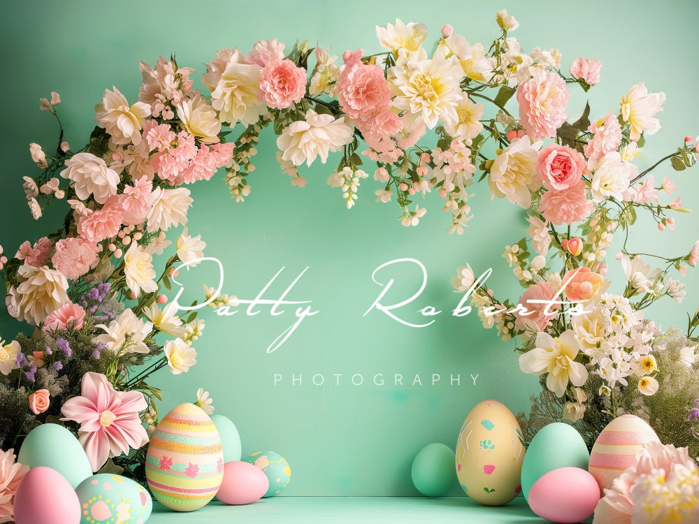 Kate Green Easter Backdrop with Flowers Designed by Patty Robertss - Kate Backdrop AU