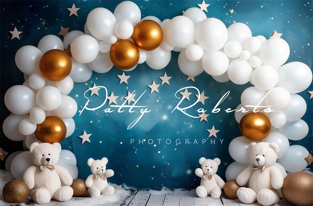 Kate White Balloons Arch and Bears Backdrop Designed by Patty Robertss - Kate Backdrop AU