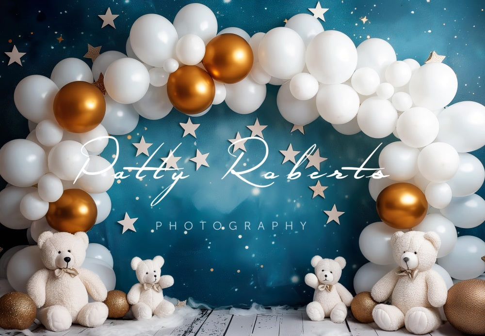 Kate White Balloons Arch and Bears Backdrop Designed by Patty Robertss - Kate Backdrop AU