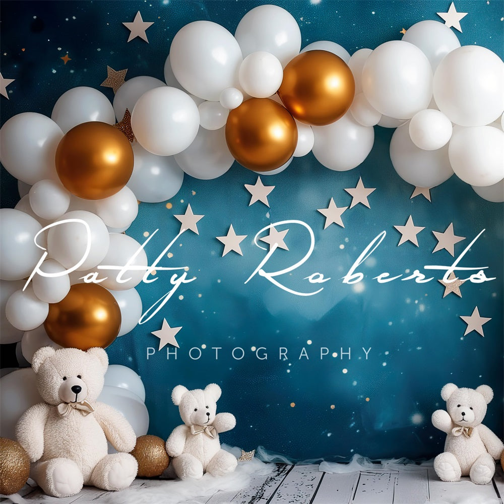 Kate White Balloons Arch and Bears Backdrop Designed by Patty Robertss - Kate Backdrop AU