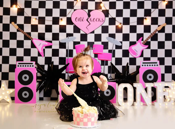 Kate One Rocks Cakesmash Backdrop Designed by Megan Leigh Photography