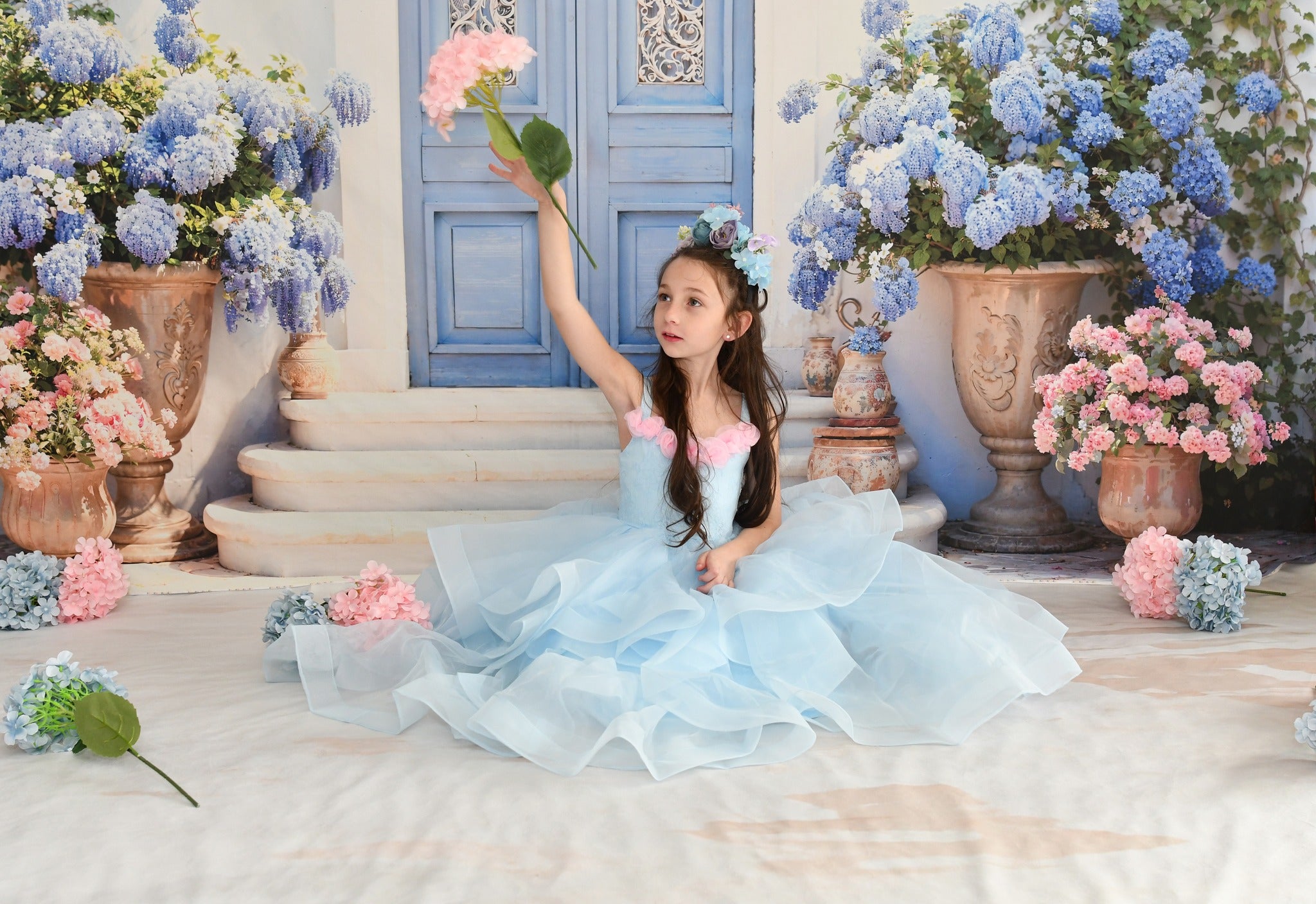 Kate Spring Blue Door Hydrangea Backdrop Designed by Emetselch - Kate Backdrop AU