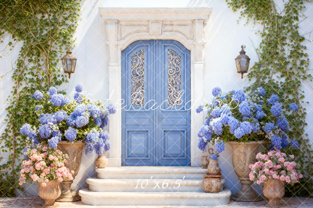 Kate Spring Blue Door Hydrangea Backdrop Designed by Emetselch - Kate Backdrop AU