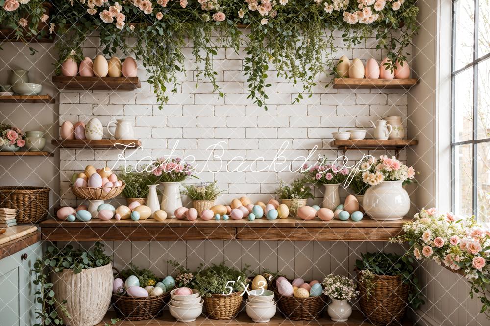 Kate Easter Eggs Flowers Kitchen Backdrop Designed by Emetselch