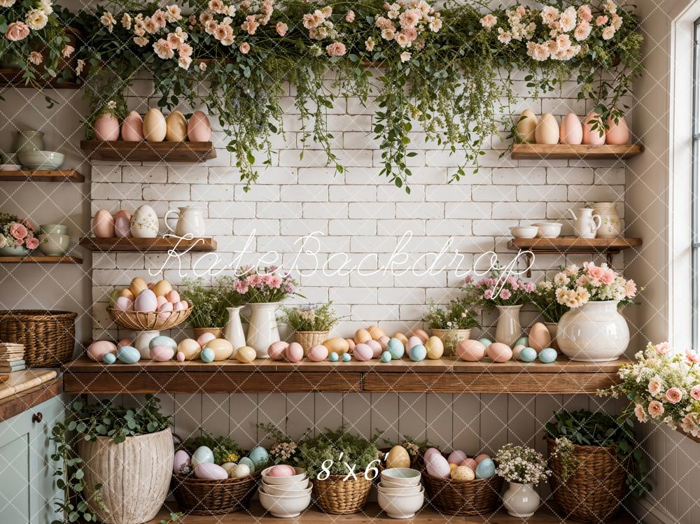 Kate Easter Eggs Flowers Kitchen Backdrop Designed by Emetselch
