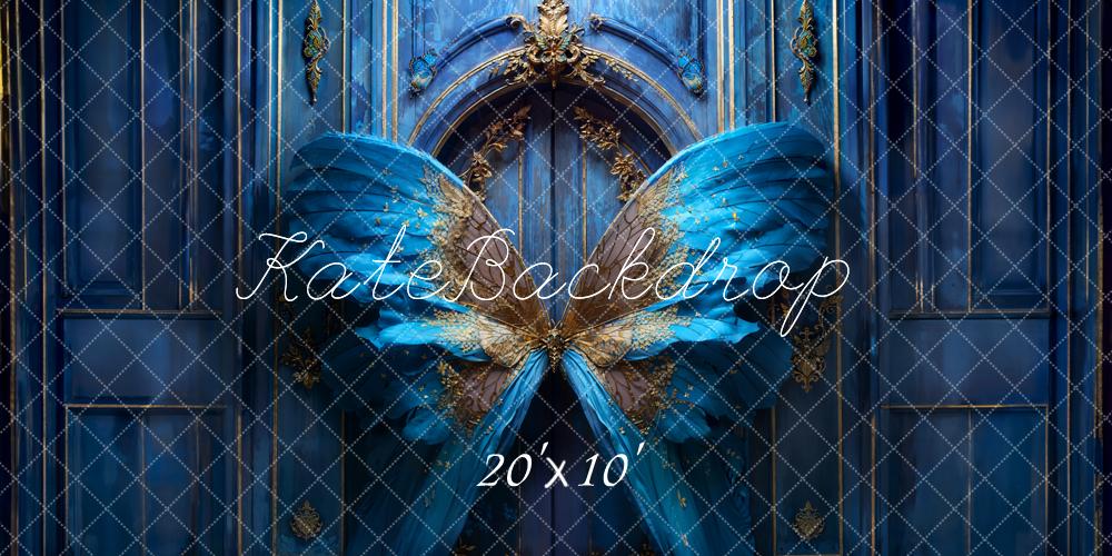 Kate Modern Blue Butterfly Door Backdrop Designed by Chain Photography