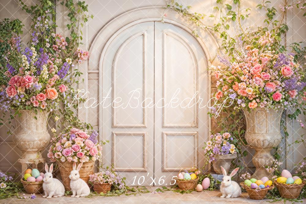 Kate Easter Flowers Bunny Arch Backdrop Designed by Emetselch - Kate Backdrop AU