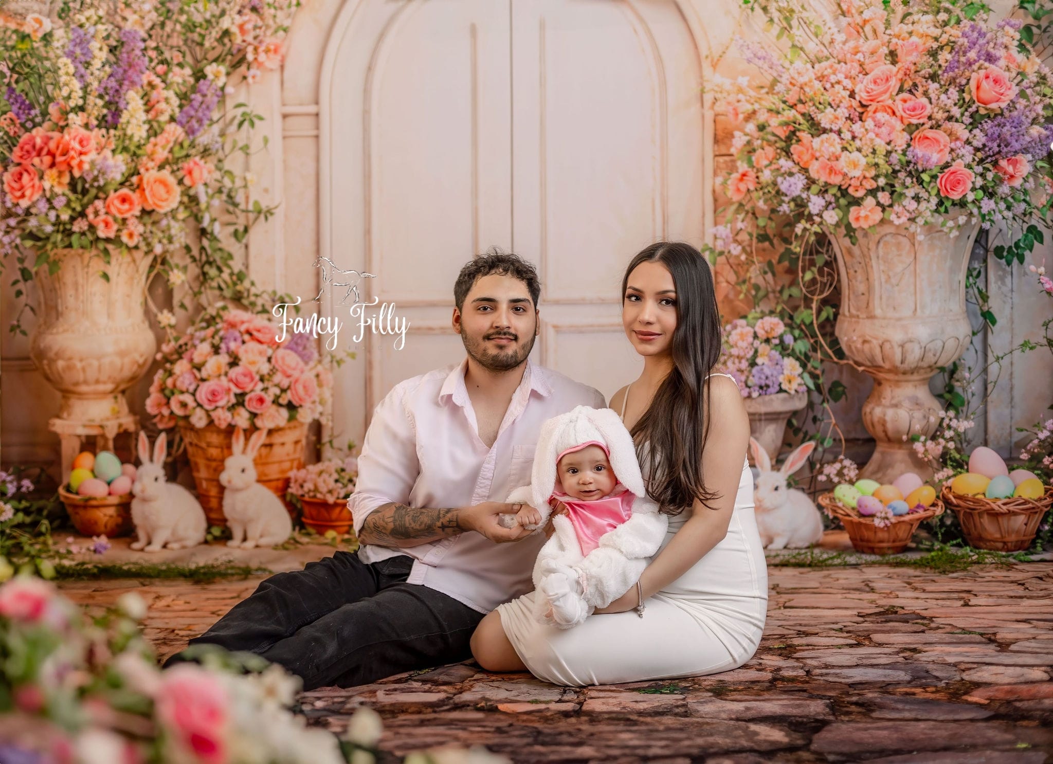 Kate Easter Flowers Bunny Arch Backdrop Designed by Emetselch