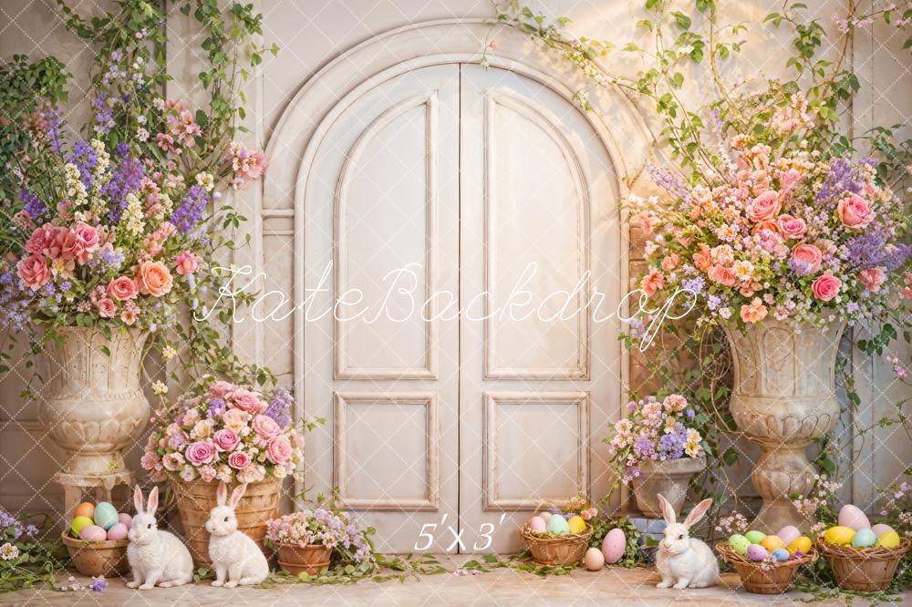 Kate Easter Flowers Bunny Arch Backdrop Designed by Emetselch - Kate Backdrop AU