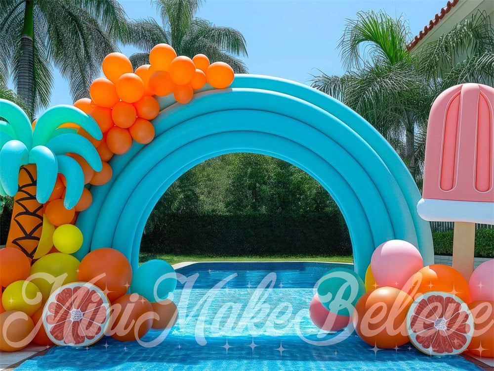 Kate Summer Pool Balloon Arch Backdrop Designed by Mini MakeBelieve - Kate Backdrop AU