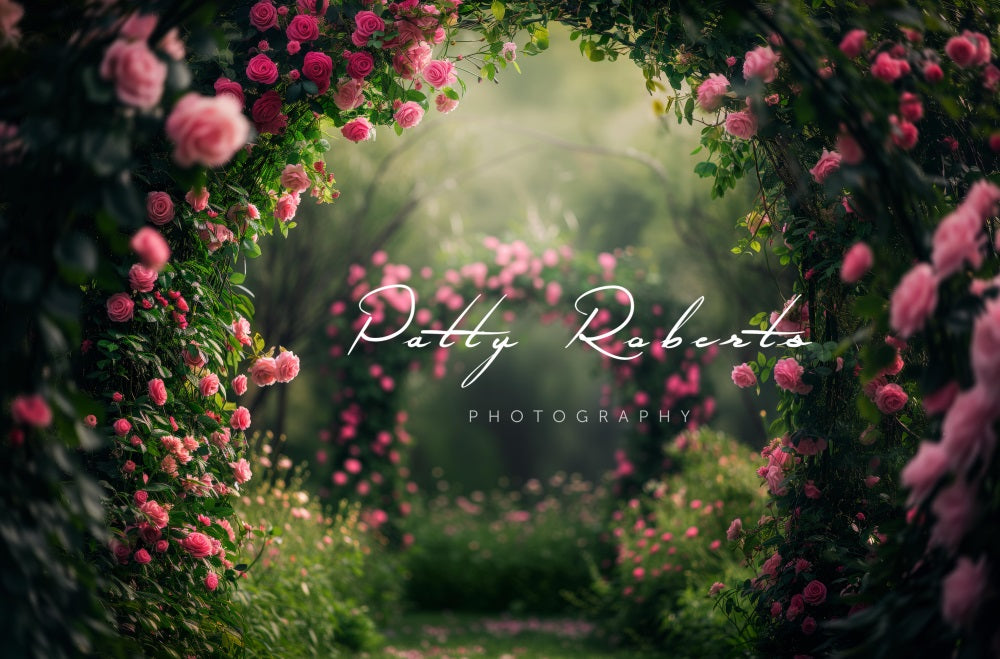 Kate Pink Roses Garden Arch Backdrop Designed by Patty Roberts