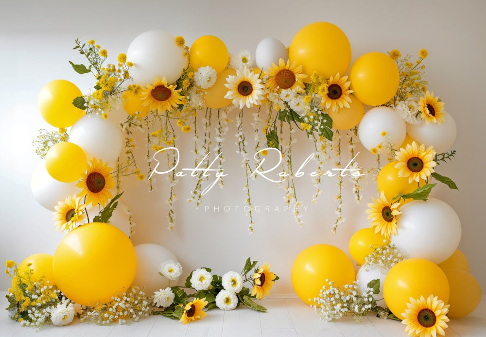 Kate Sunflowers and Balloons Garland Backdrop Designed by Patty Robert - Kate Backdrop AU