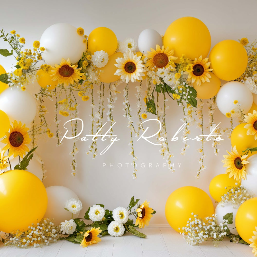 Kate Sunflowers and Balloons Garland Backdrop Designed by Patty Robert - Kate Backdrop AU