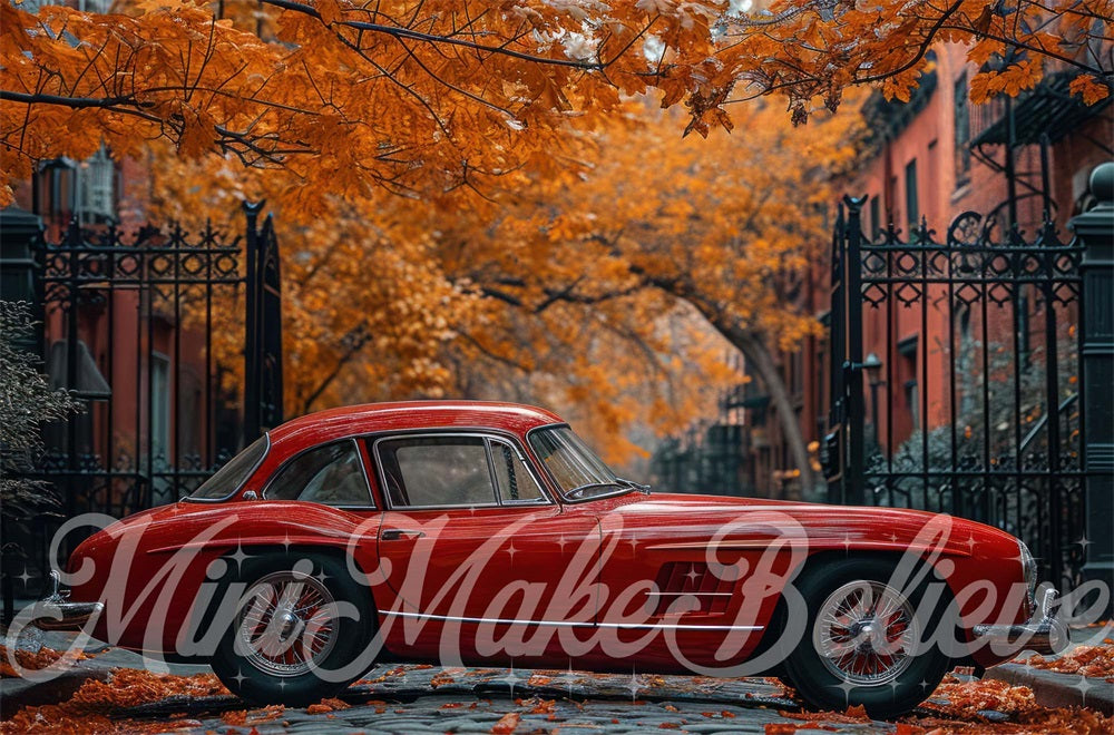 Kate Exterior Fall Car Backdrop Designed by Mini MakeBelieve