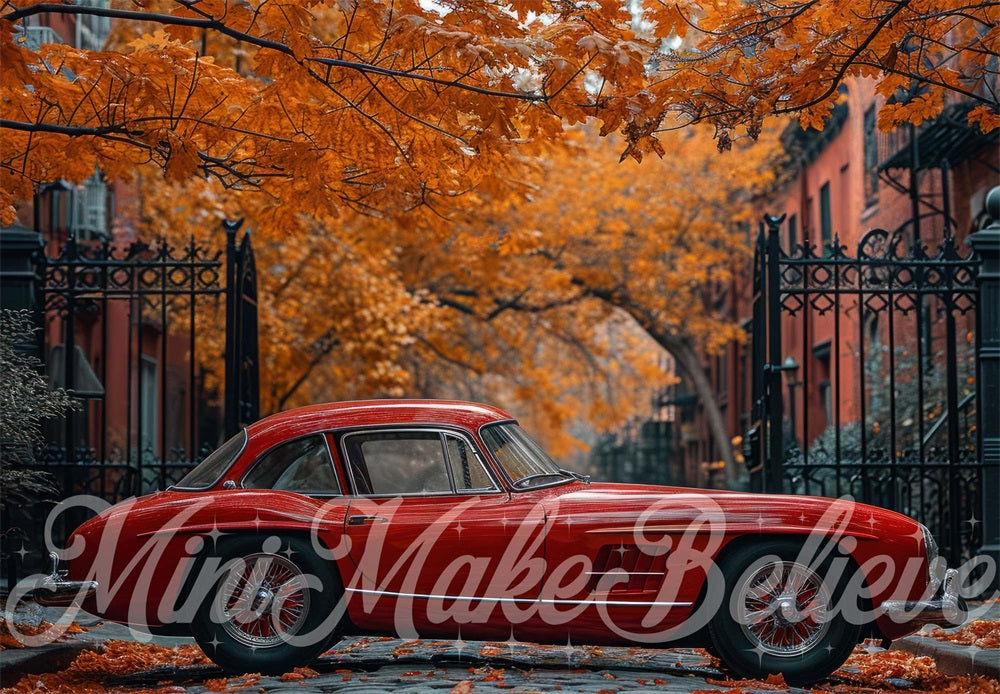 Kate Exterior Fall Car Backdrop Designed by Mini MakeBelieve