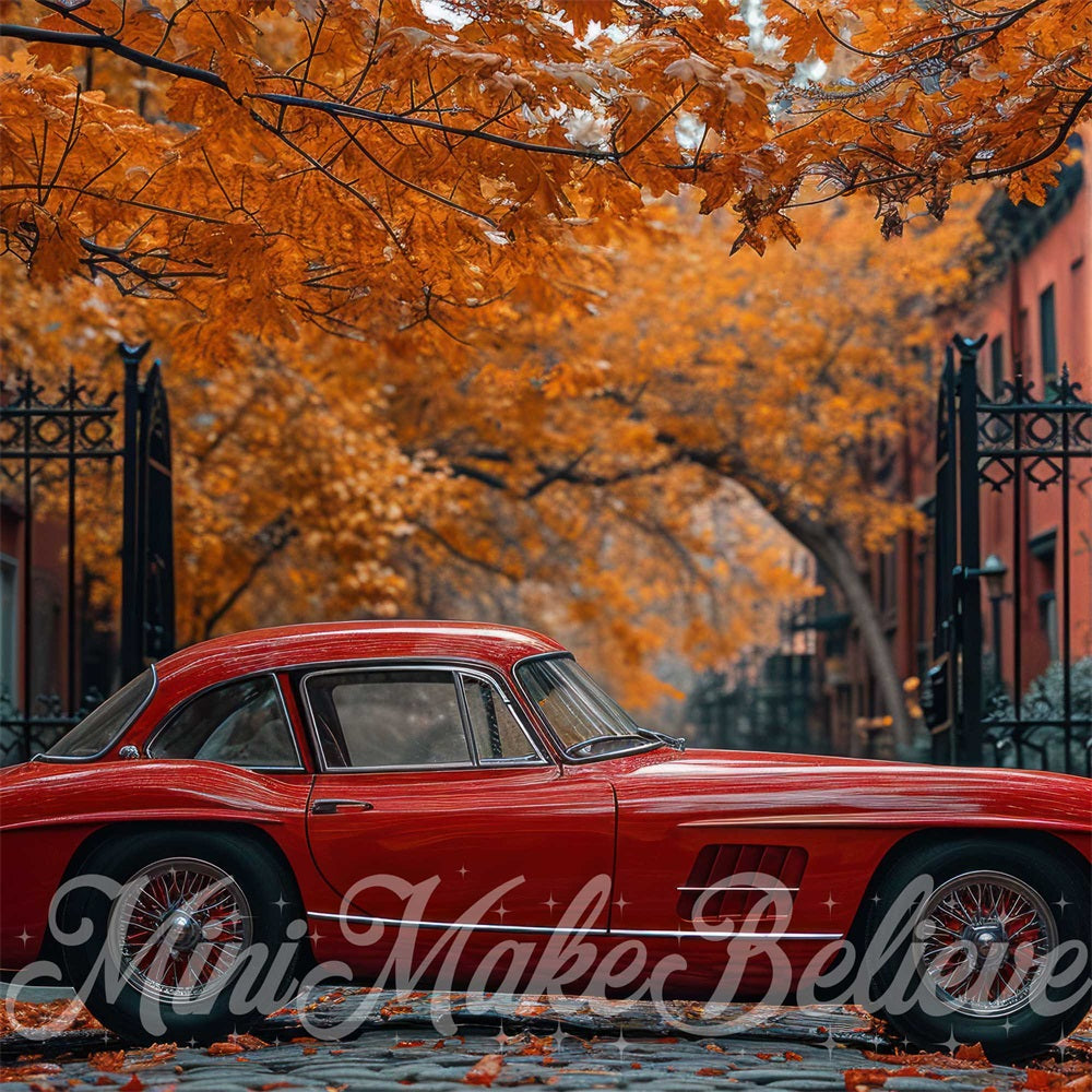 Kate Exterior Fall Car Backdrop Designed by Mini MakeBelieve
